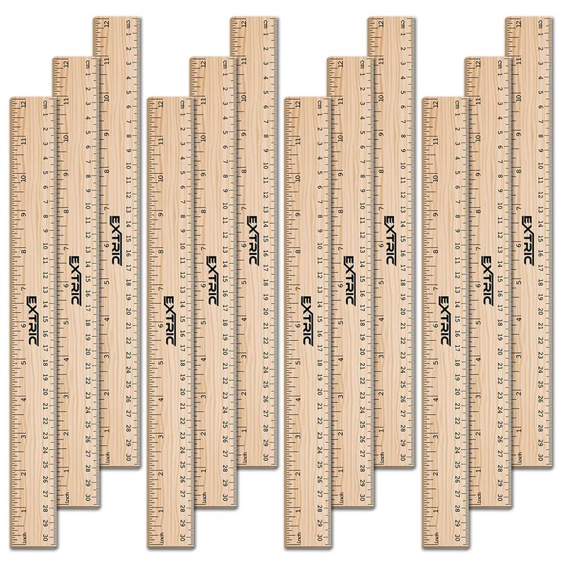 EXTRIC Rulers 12 Inch, Rulers Bulk for Classroom – Wooden Ruler for Kids 12 Pack Great for School, Classroom, Imperial and Metric Measurements for Office and Home - Image 1